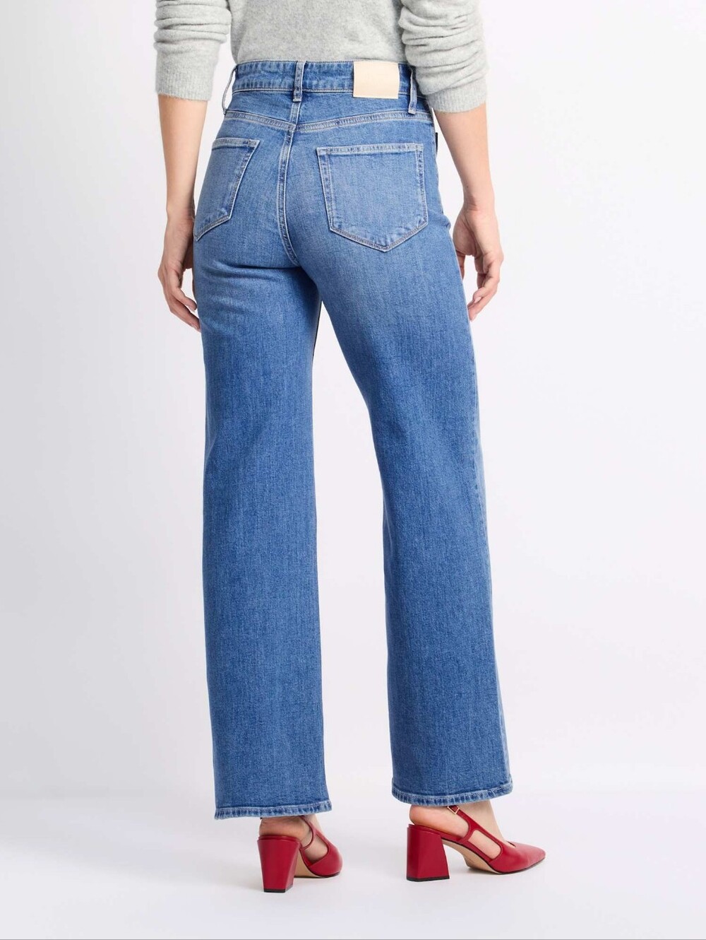 Paige Anessa Wide Leg Crop Jeans Front Patch Pockets High Rise Womens 28 - Picture 2 of 11